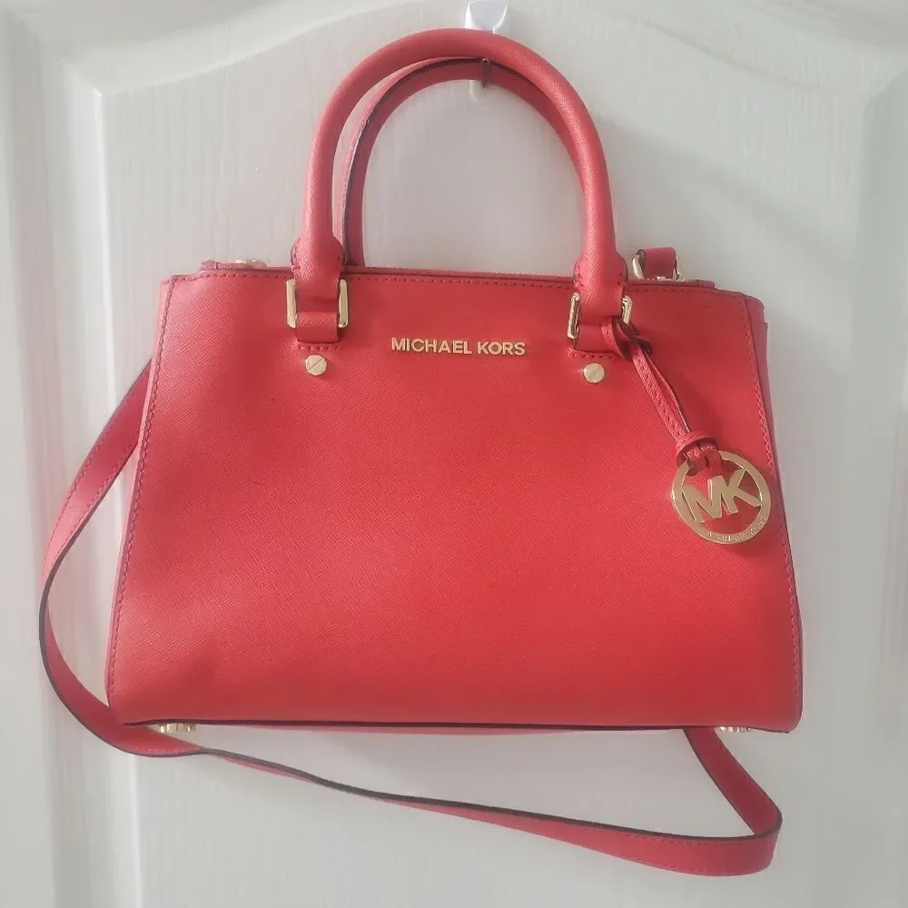 Michael Kors‎ Sutton Mandarin Orange Small Leather Handbag Purse Bag